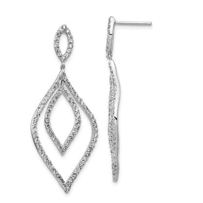 Sterling Silver Cheryl M Rhodium-Plated Brilliant-Cut Cz Fancy Flames Post Dangle Earrings