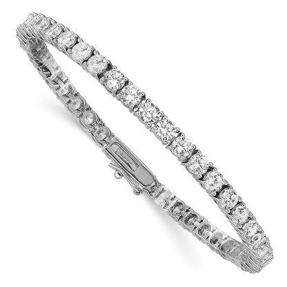 Sterling Silver Cheryl M Rhodium-Plated Brilliant-Cut Cz 7.25 Inch Tennis Bracelet