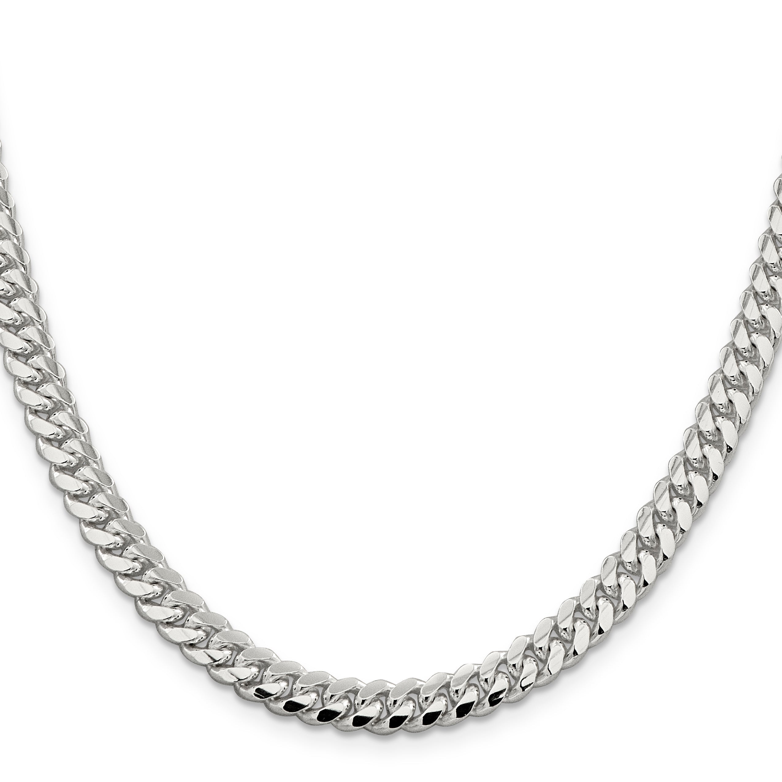 22 Inch Sterling Silver 6.4mm Polished Domed Curb Chain Necklace