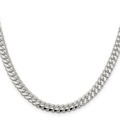 24 Inch Sterling Silver 6.4mm Polished Domed Curb Chain Necklace