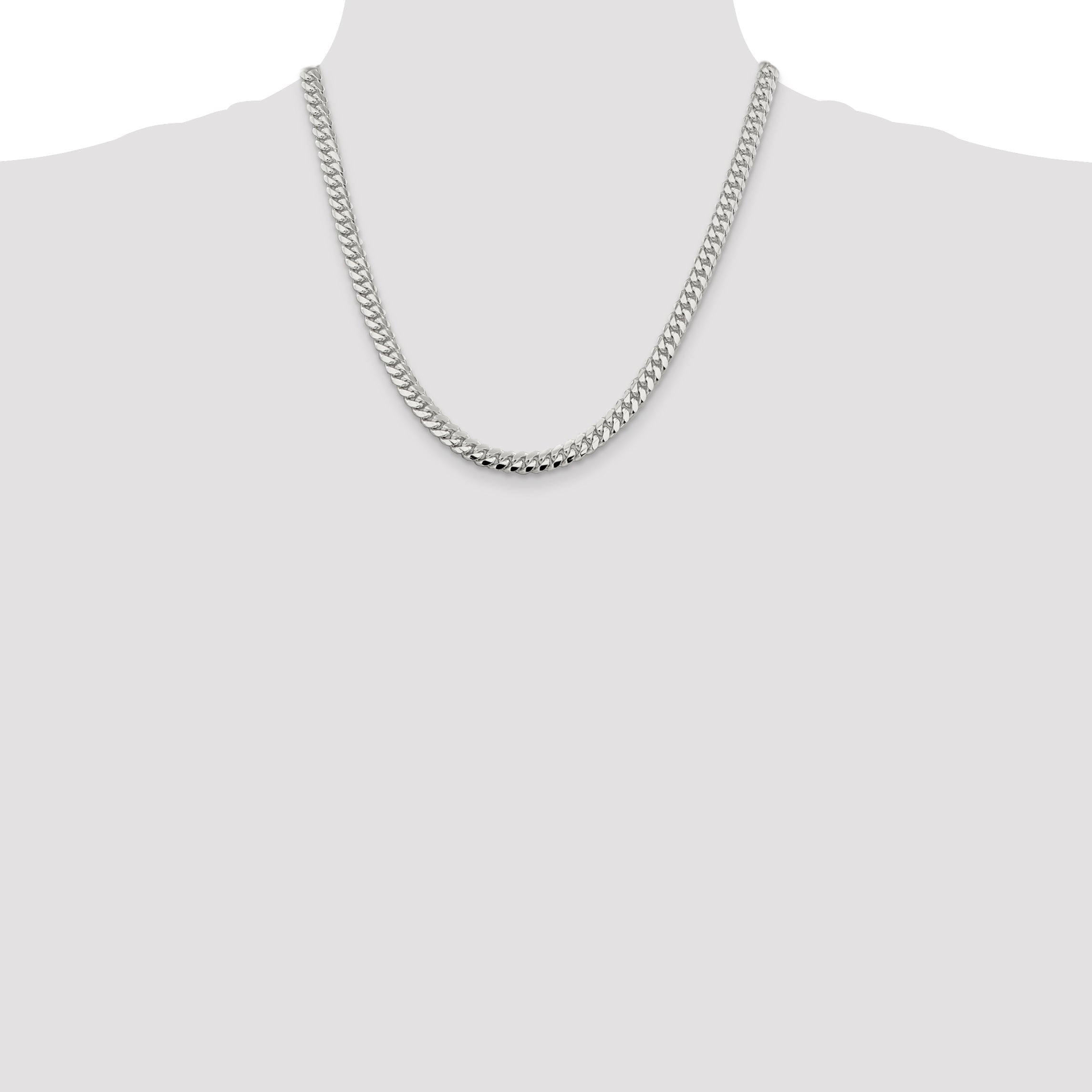 20 Inch Sterling Silver 6.4mm Polished Domed Curb Chain Necklace