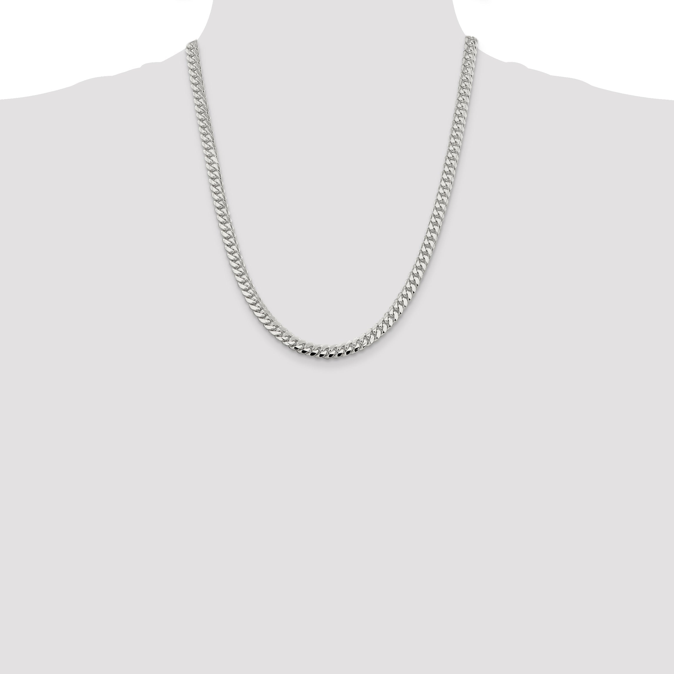 22 Inch Sterling Silver 6.4mm Polished Domed Curb Chain Necklace
