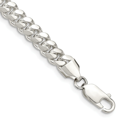 8 Inch Sterling Silver 6.4mm Polished Domed Curb Chain Bracelet