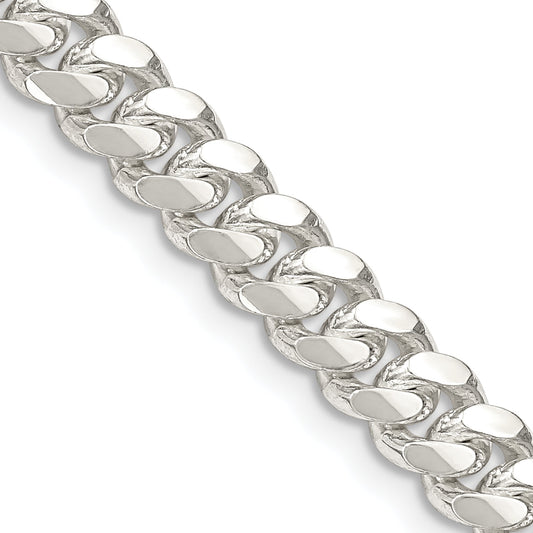 18 Inch Sterling Silver 6.4mm Polished Domed Curb Chain Necklace