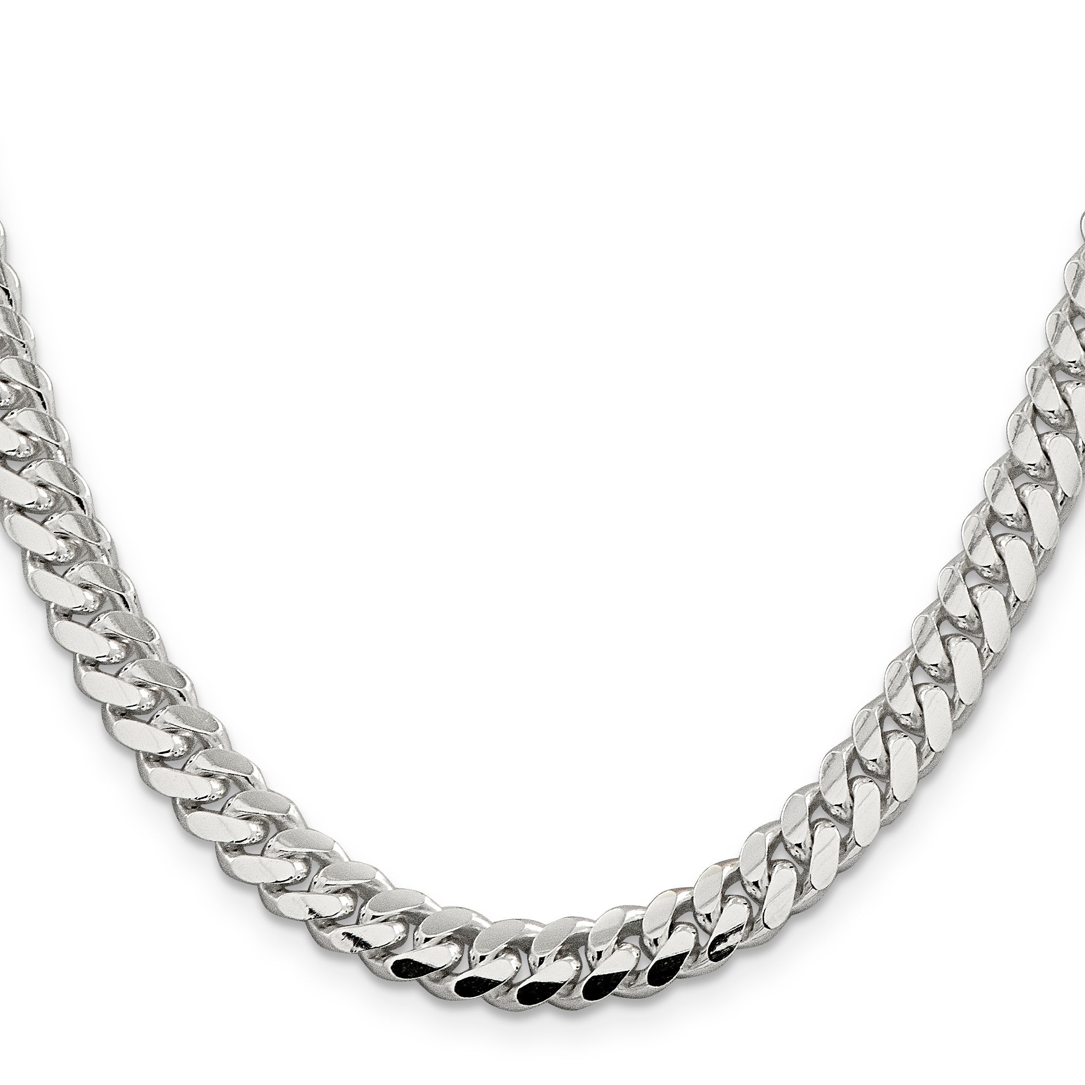 24 Inch Sterling Silver 7.0mm Polished Domed Curb Chain Necklace