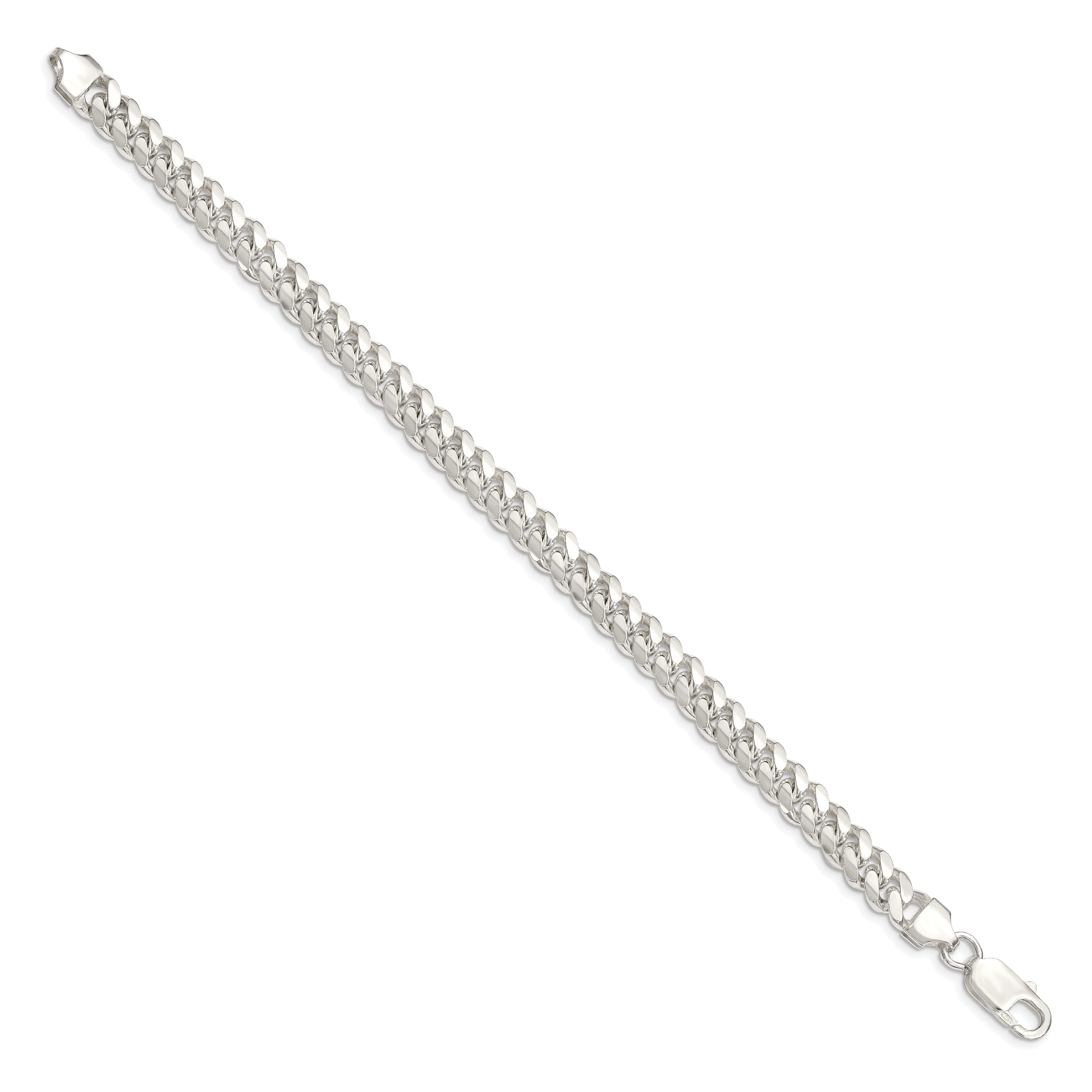 9 Inch Sterling Silver 7.0mm Polished Domed Curb Chain Bracelet
