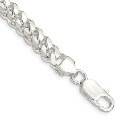 9 Inch Sterling Silver 7.0mm Polished Domed Curb Chain Bracelet