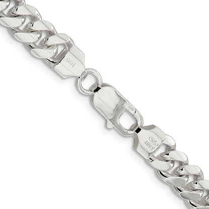 26 Inch Sterling Silver 7.8mm Polished Domed Curb Chain Necklace