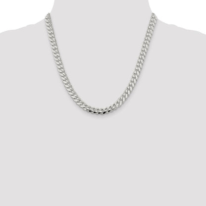 20 Inch Sterling Silver 7.8mm Polished Domed Curb Chain Necklace