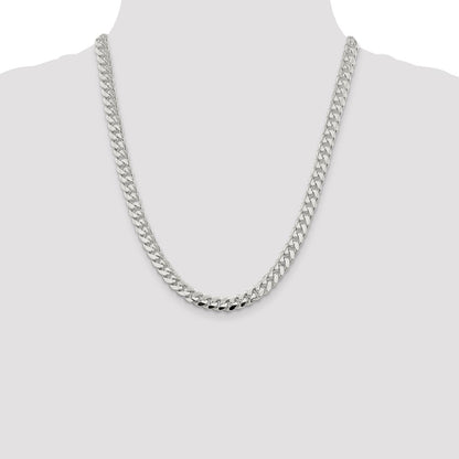 22 Inch Sterling Silver 7.8mm Polished Domed Curb Chain Necklace