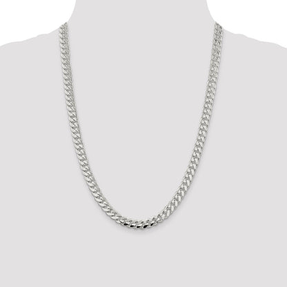 24 Inch Sterling Silver 7.8mm Polished Domed Curb Chain Necklace