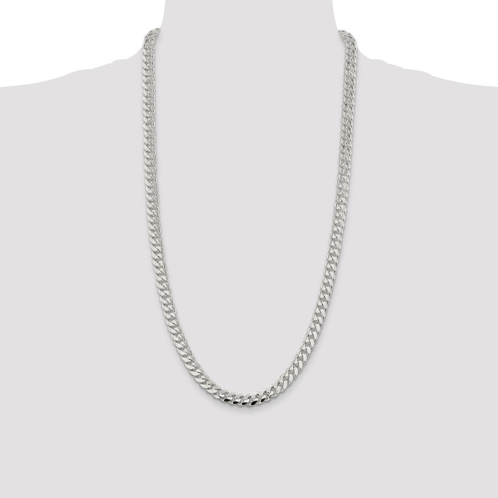 28 Inch Sterling Silver 7.8mm Polished Domed Curb Chain Necklace