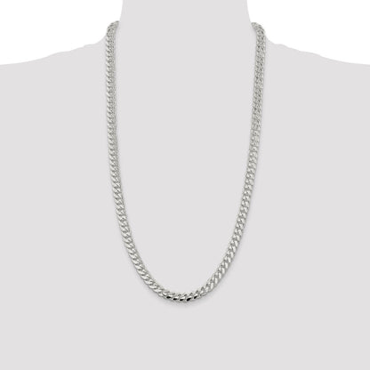 28 Inch Sterling Silver 7.8mm Polished Domed Curb Chain Necklace