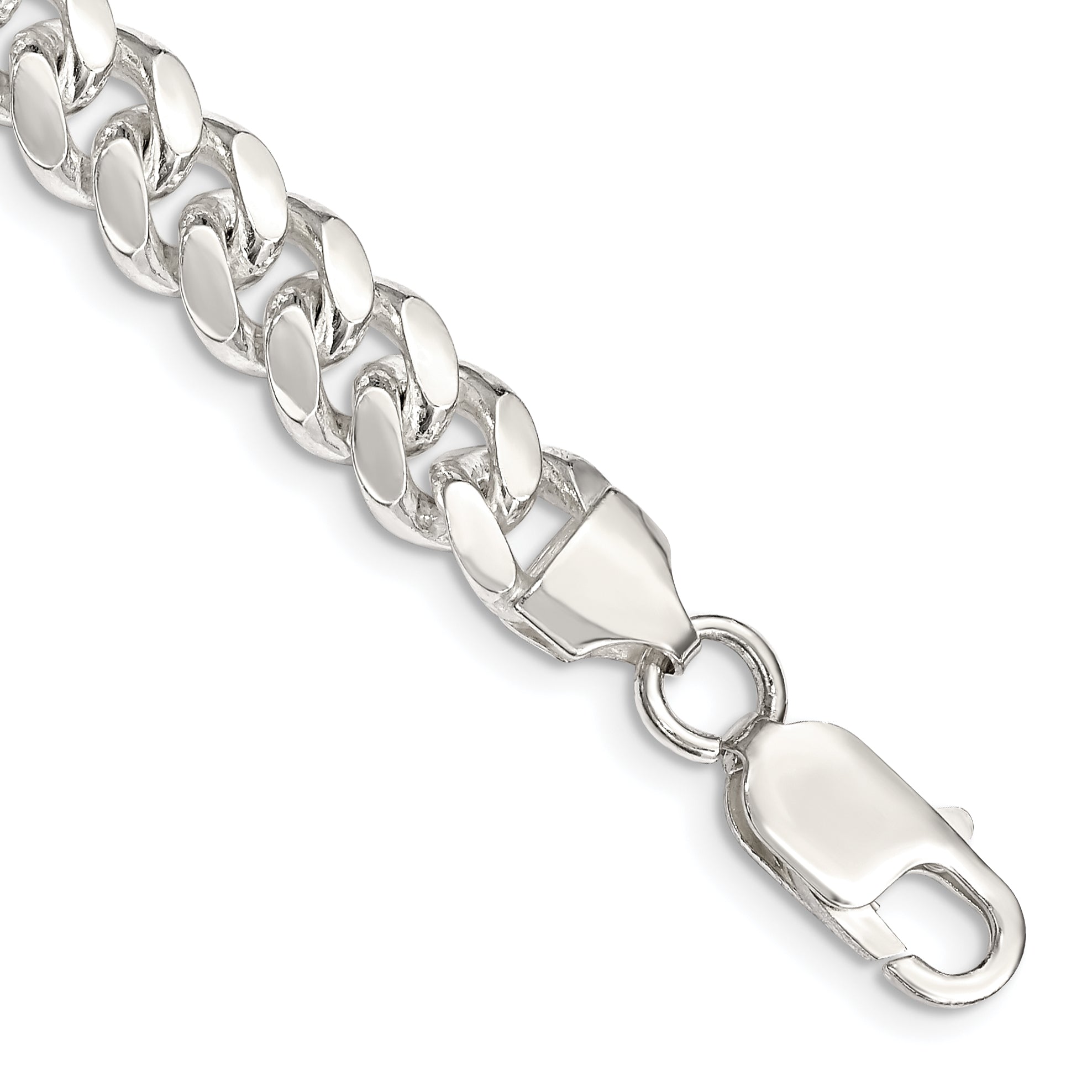 8 Inch Sterling Silver 7.8mm Polished Domed Curb Chain Bracelet