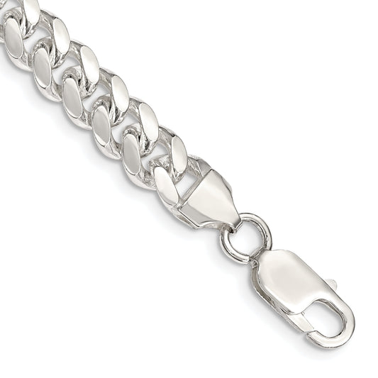 8 Inch Sterling Silver 7.8mm Polished Domed Curb Chain Bracelet