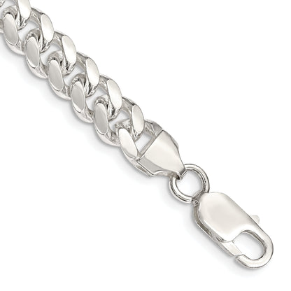 9 Inch Sterling Silver 7.8mm Polished Domed Curb Chain Bracelet