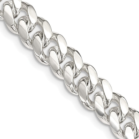 20 Inch Sterling Silver 7.8mm Polished Domed Curb Chain Necklace