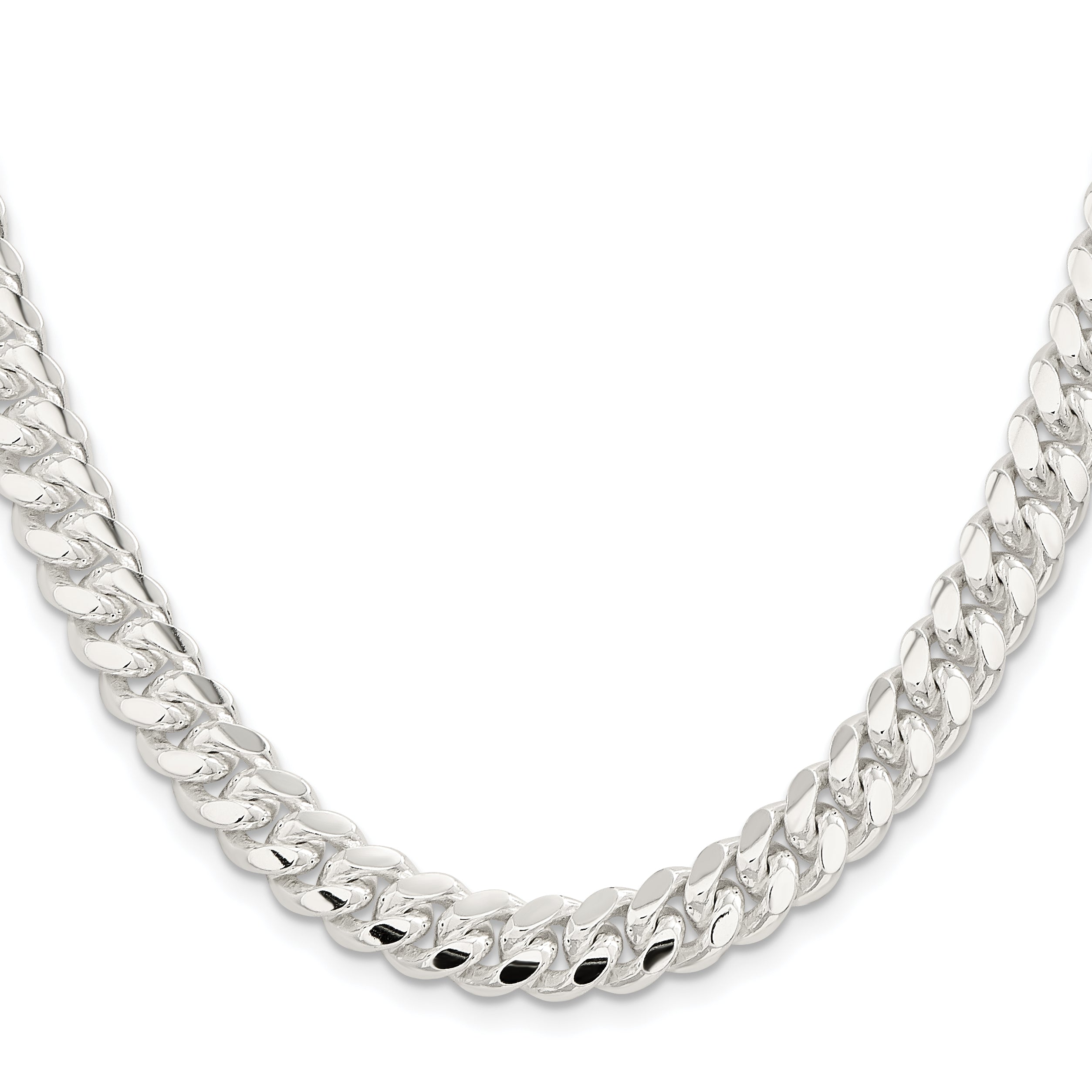 24 Inch Sterling Silver 9mm Polished Domed Curb Chain Necklace