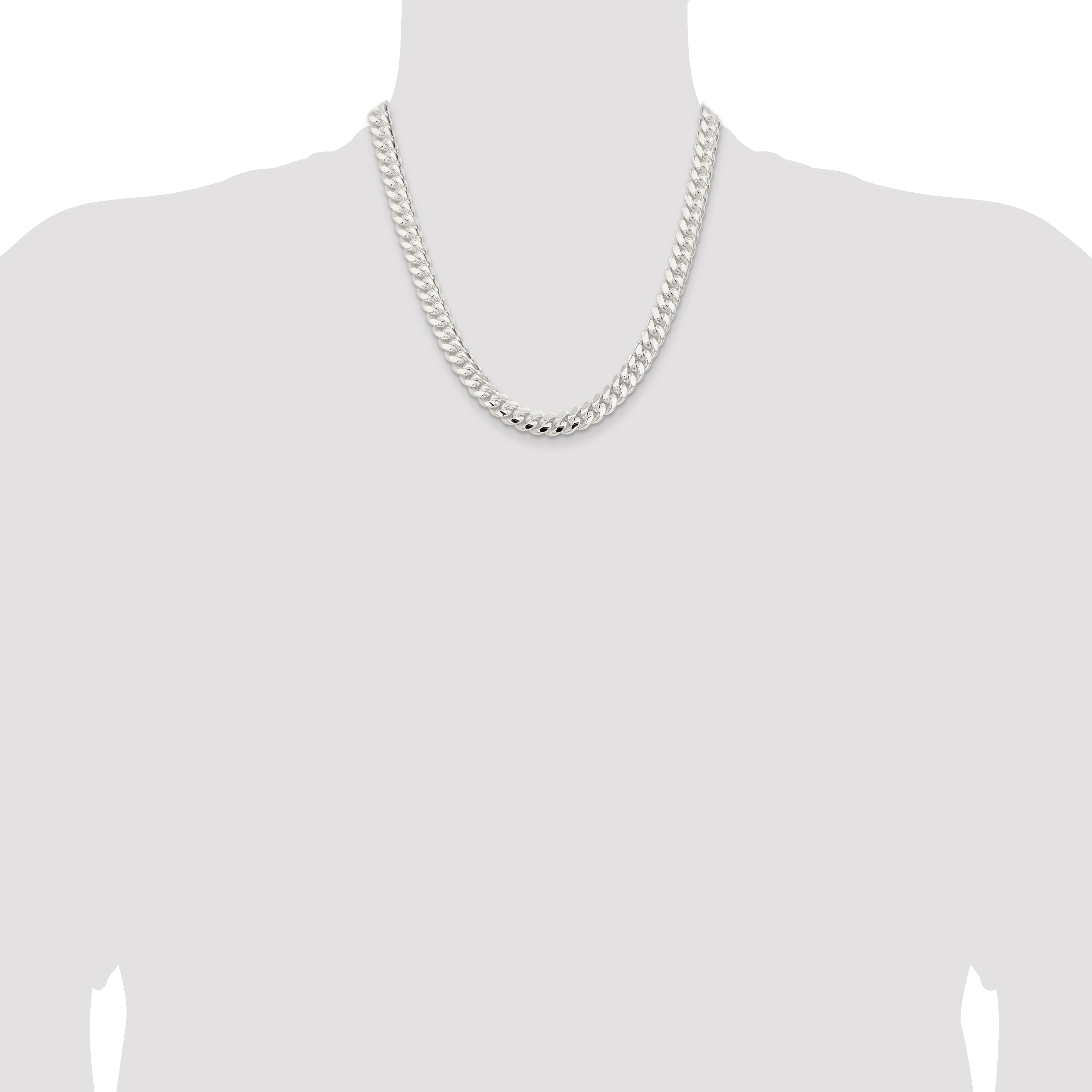 20 Inch Sterling Silver 9mm Polished Domed Curb Chain Necklace