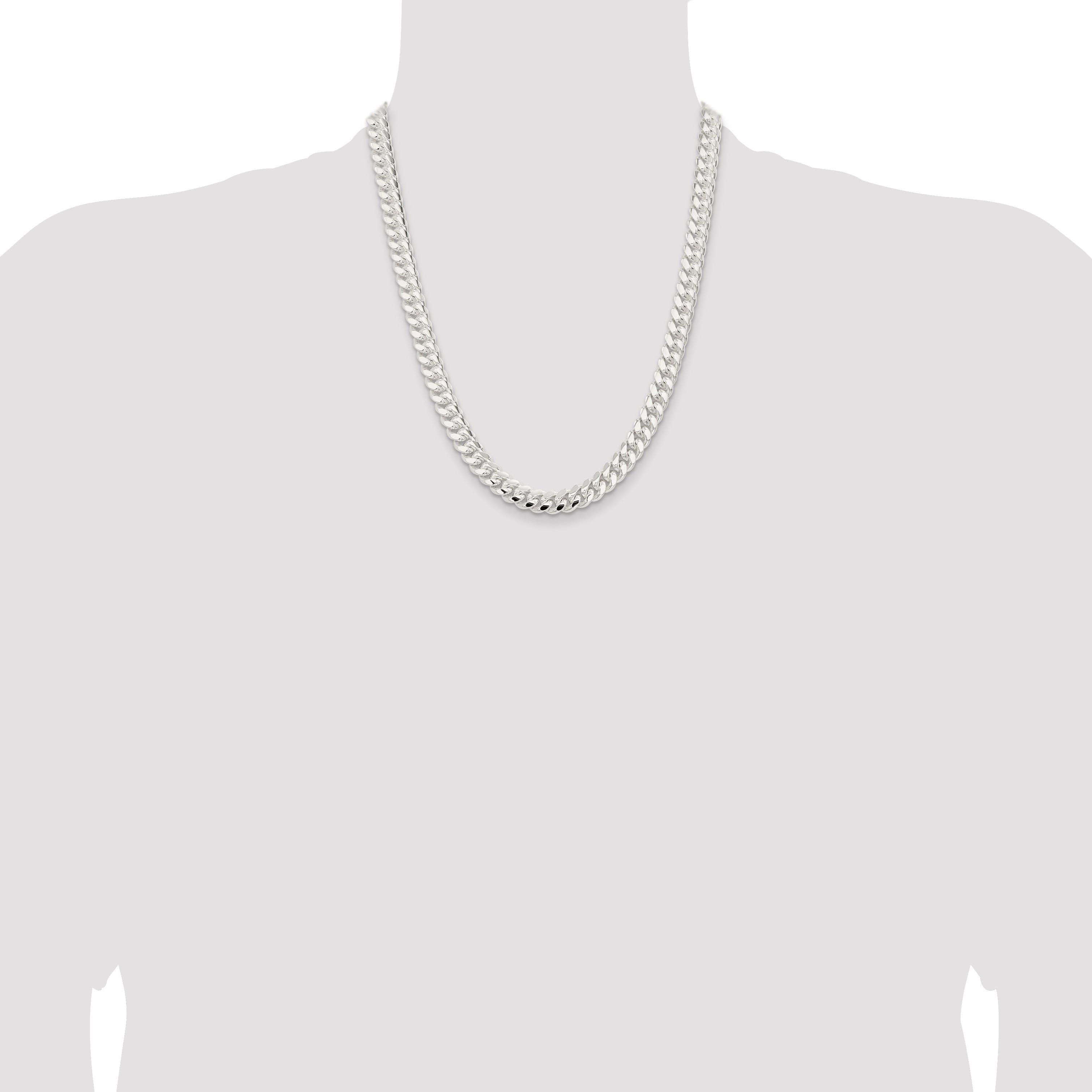 22 Inch Sterling Silver 9mm Polished Domed Curb Chain Necklace