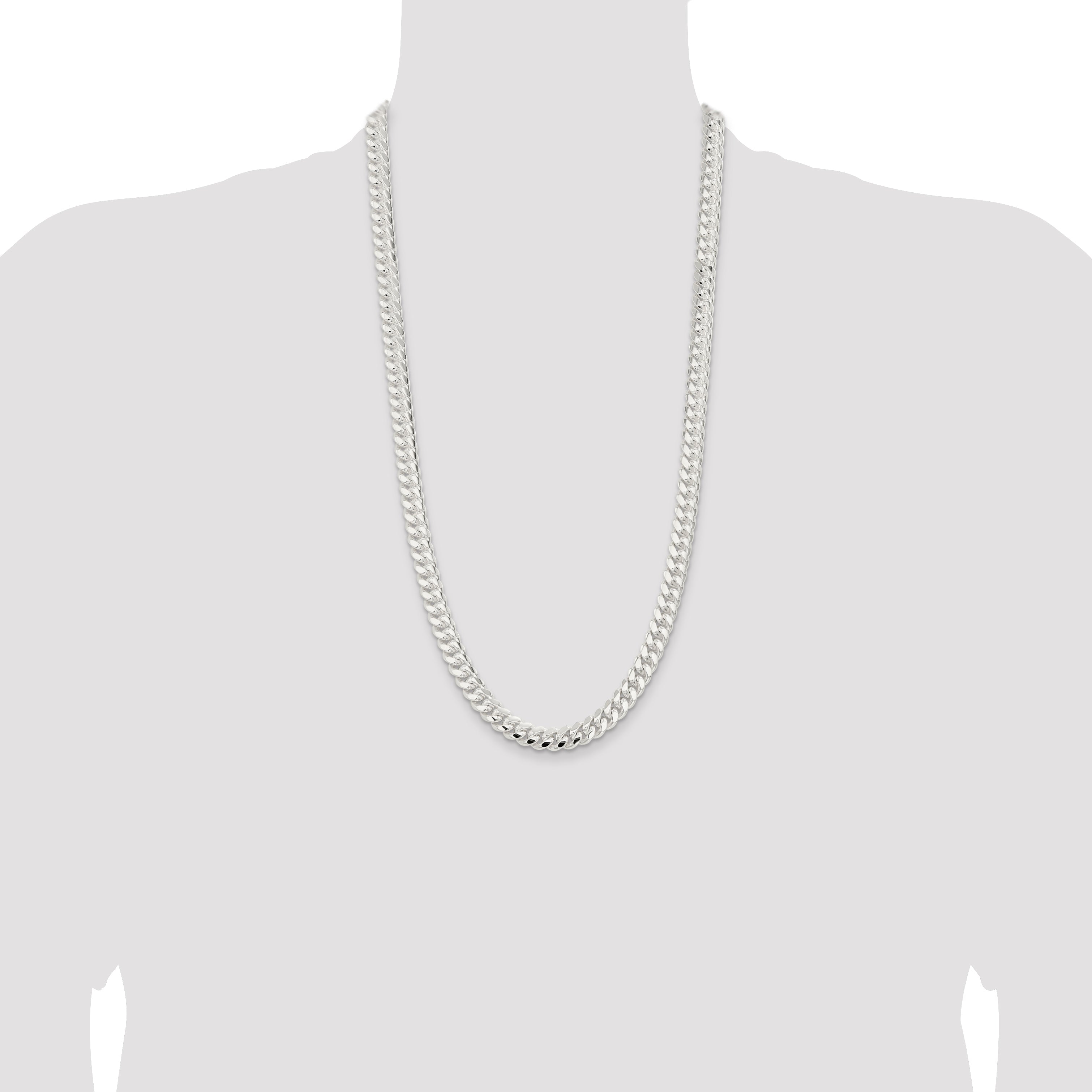 28 Inch Sterling Silver 9mm Polished Domed Curb Chain Necklace