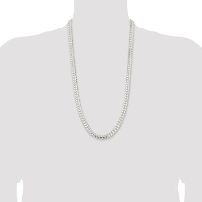 28 Inch Sterling Silver 9mm Polished Domed Curb Chain Necklace