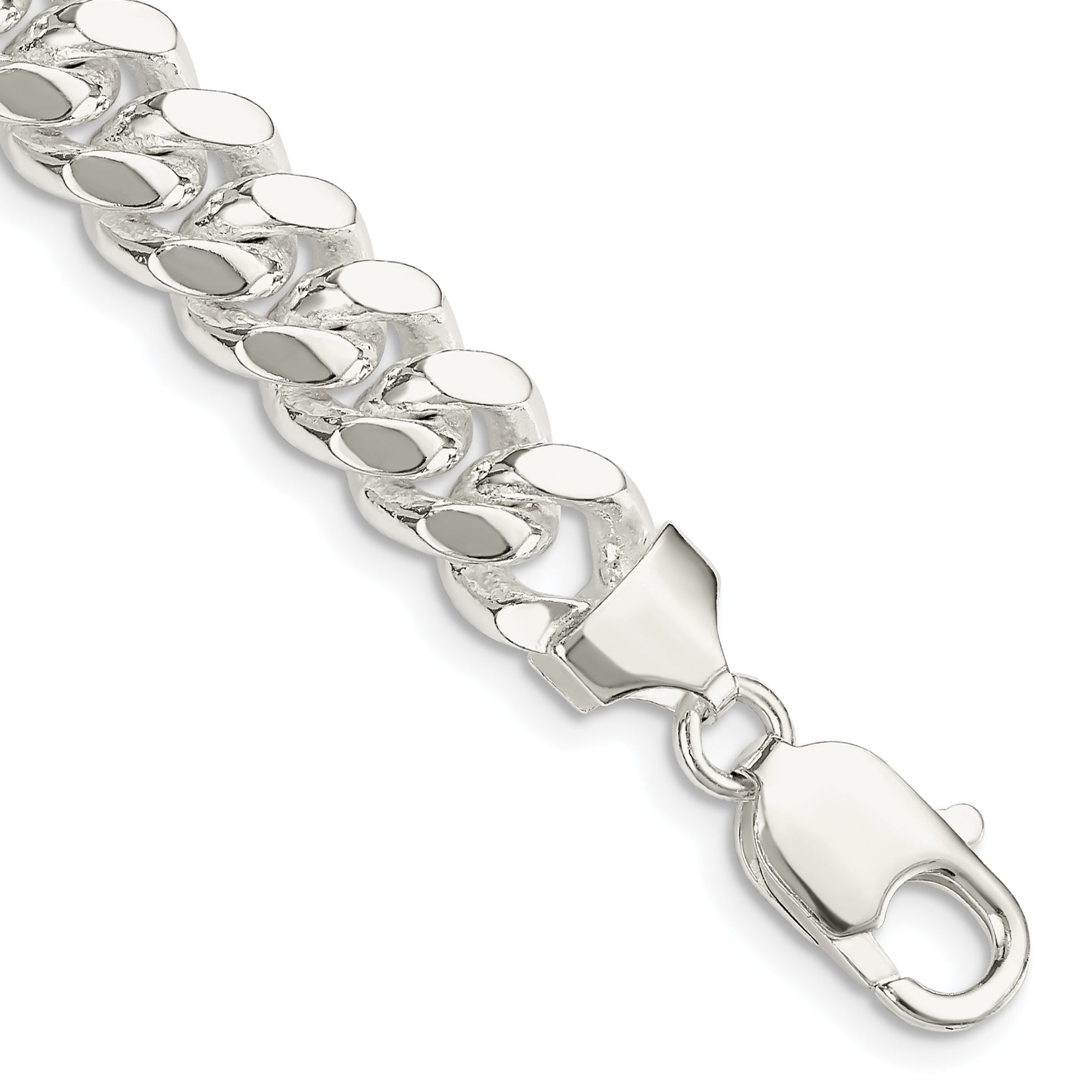 9 Inch Sterling Silver 9mm Polished Domed Curb Chain Bracelet