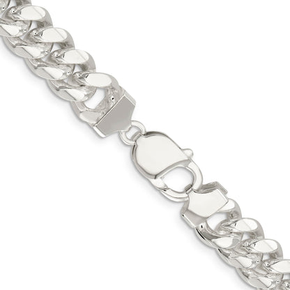 28 Inch Sterling Silver 10.7mm Polished Domed Curb Chain Necklace