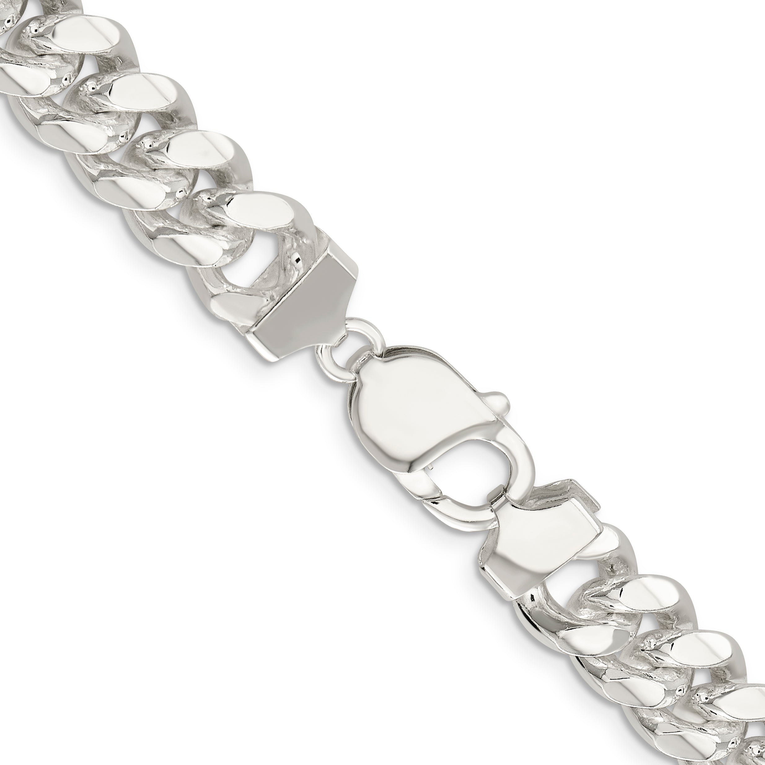 24 Inch Sterling Silver 10.7mm Polished Domed Curb Chain Necklace