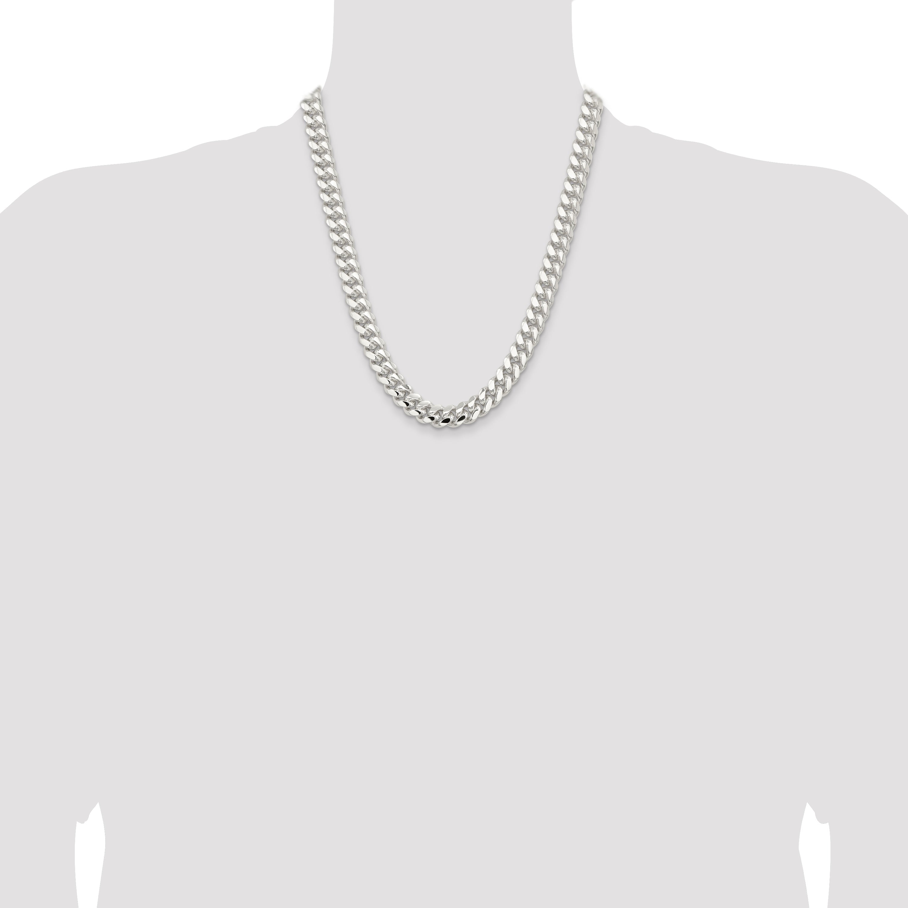 22 Inch Sterling Silver 10.7mm Polished Domed Curb Chain Necklace