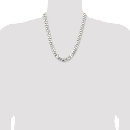 22 Inch Sterling Silver 10.7mm Polished Domed Curb Chain Necklace