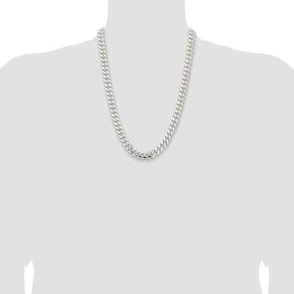 24 Inch Sterling Silver 10.7mm Polished Domed Curb Chain Necklace