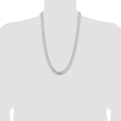 26 Inch Sterling Silver 10.7mm Polished Domed Curb Chain Necklace