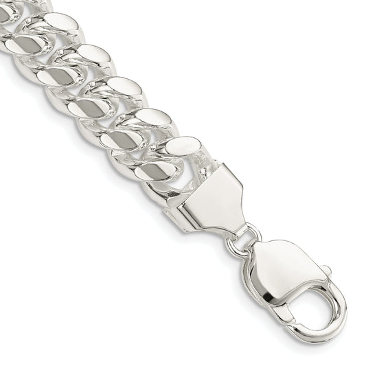 8 Inch Sterling Silver 10.7mm Polished Domed Curb Chain Bracelet