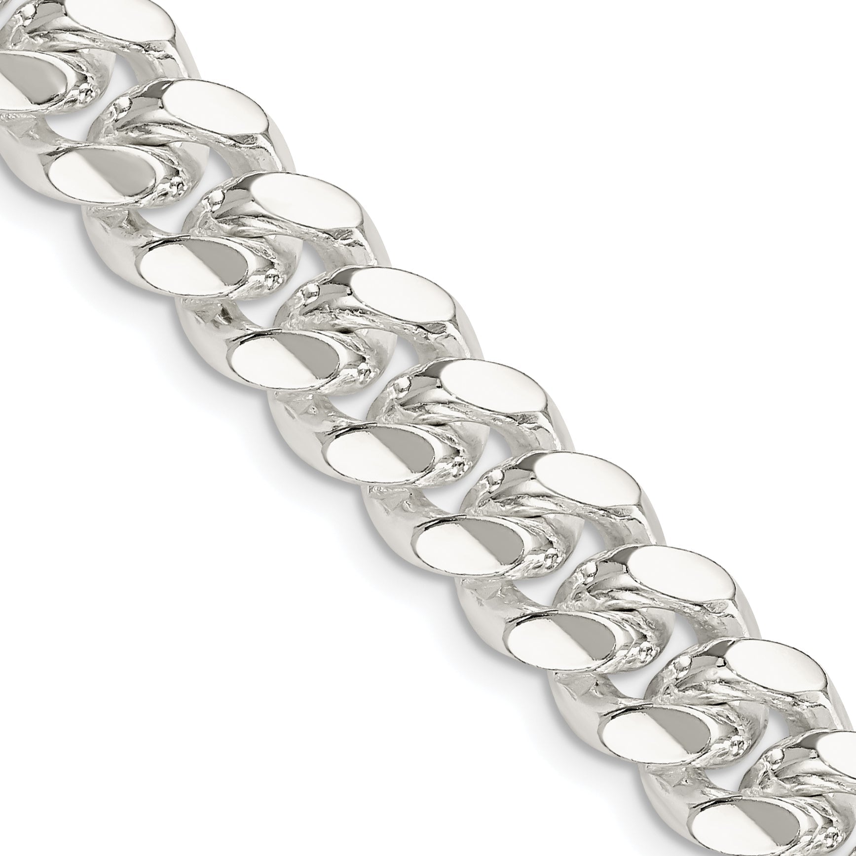 28 Inch Sterling Silver 10.7mm Polished Domed Curb Chain Necklace