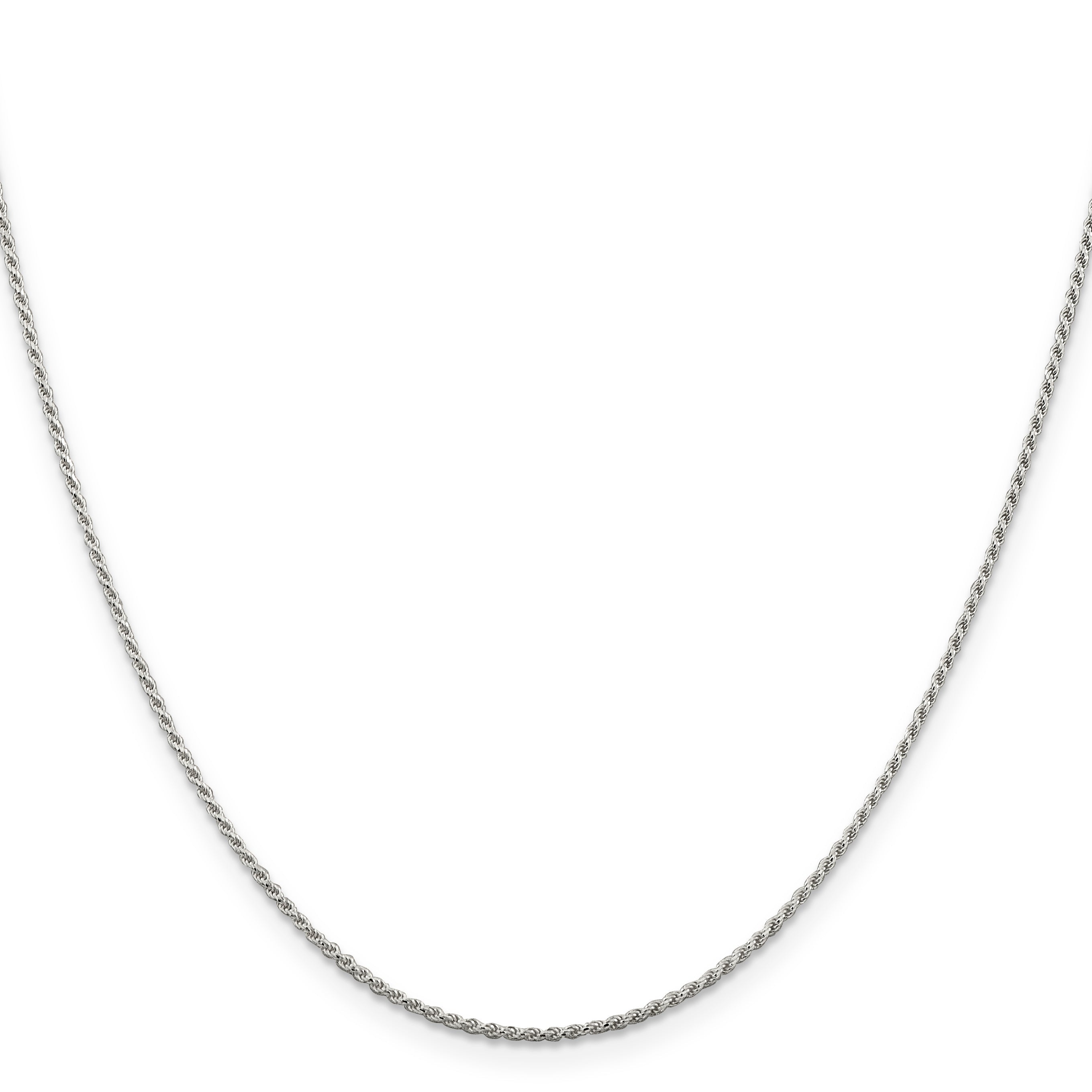 28 Inch Sterling Silver 1.2mm Diamond-Cut Rope Chain Necklace