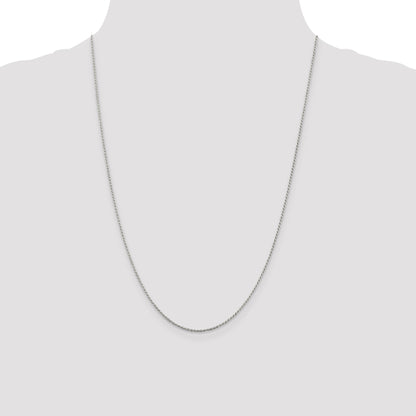 24 Inch Sterling Silver 1.2mm Diamond-Cut Rope Chain Necklace