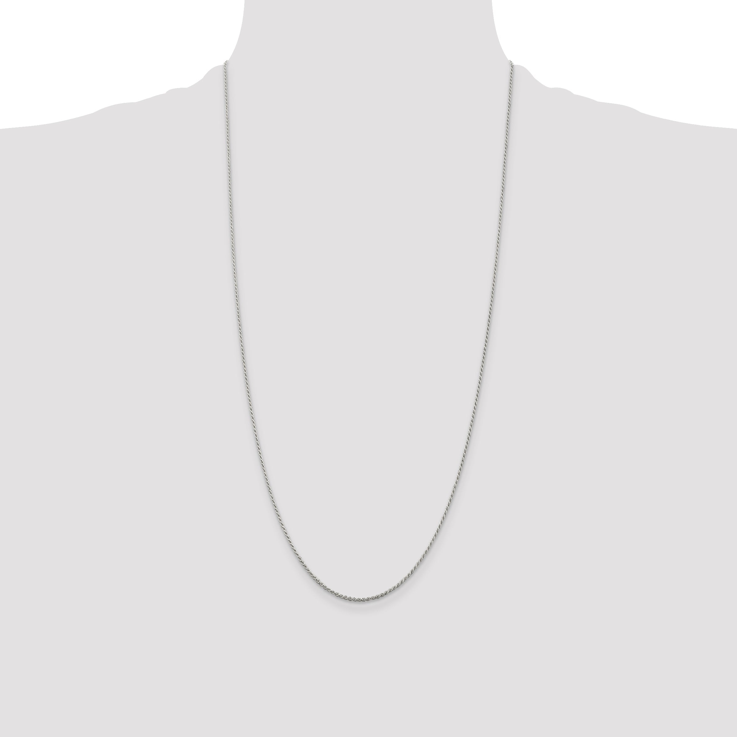 28 Inch Sterling Silver 1.2mm Diamond-Cut Rope Chain Necklace