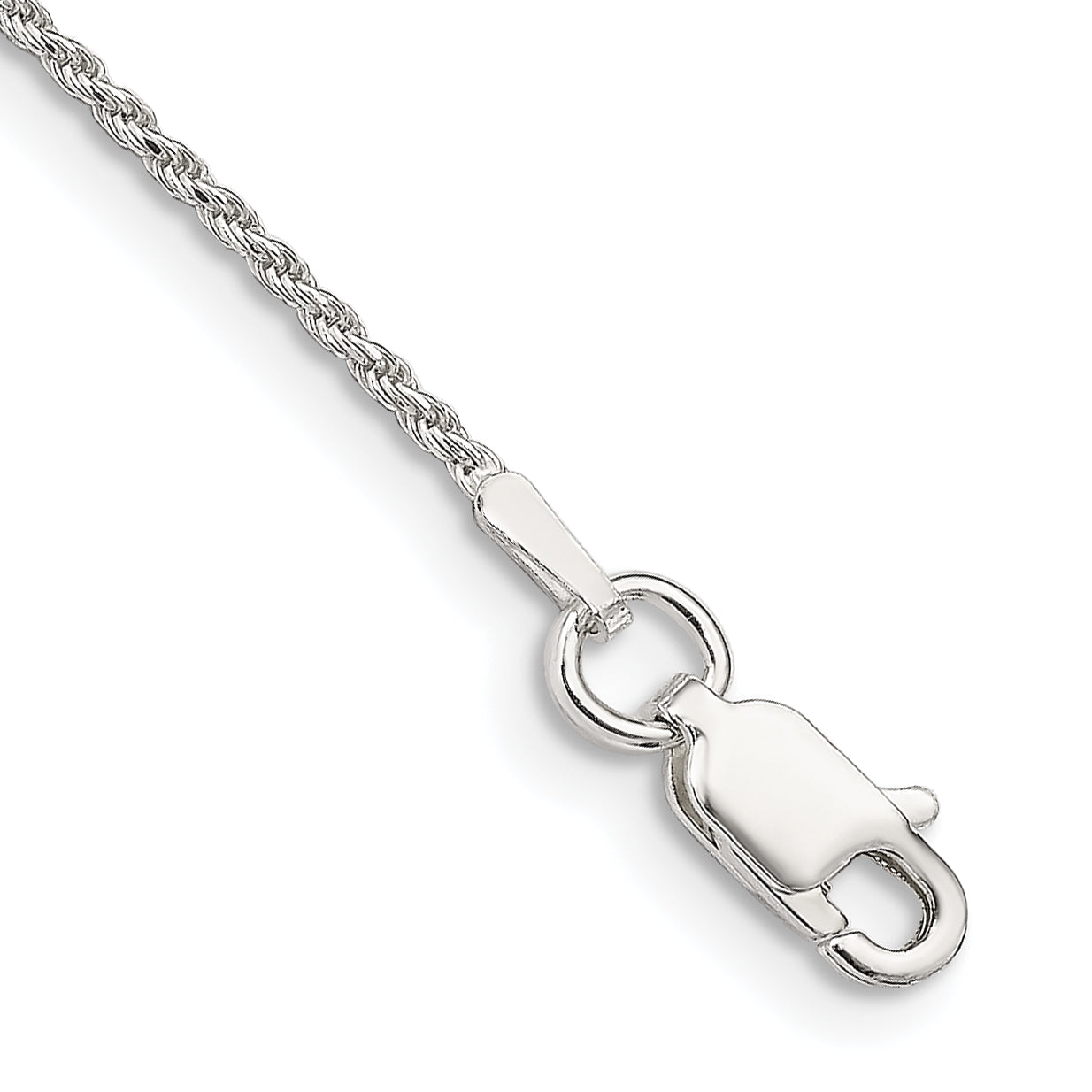 9 Inch Sterling Silver 1.2mm Diamond-Cut Rope Chain Anklet