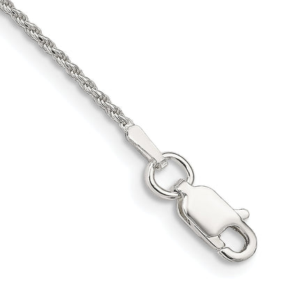 9 Inch Sterling Silver 1.2mm Diamond-Cut Rope Chain Anklet