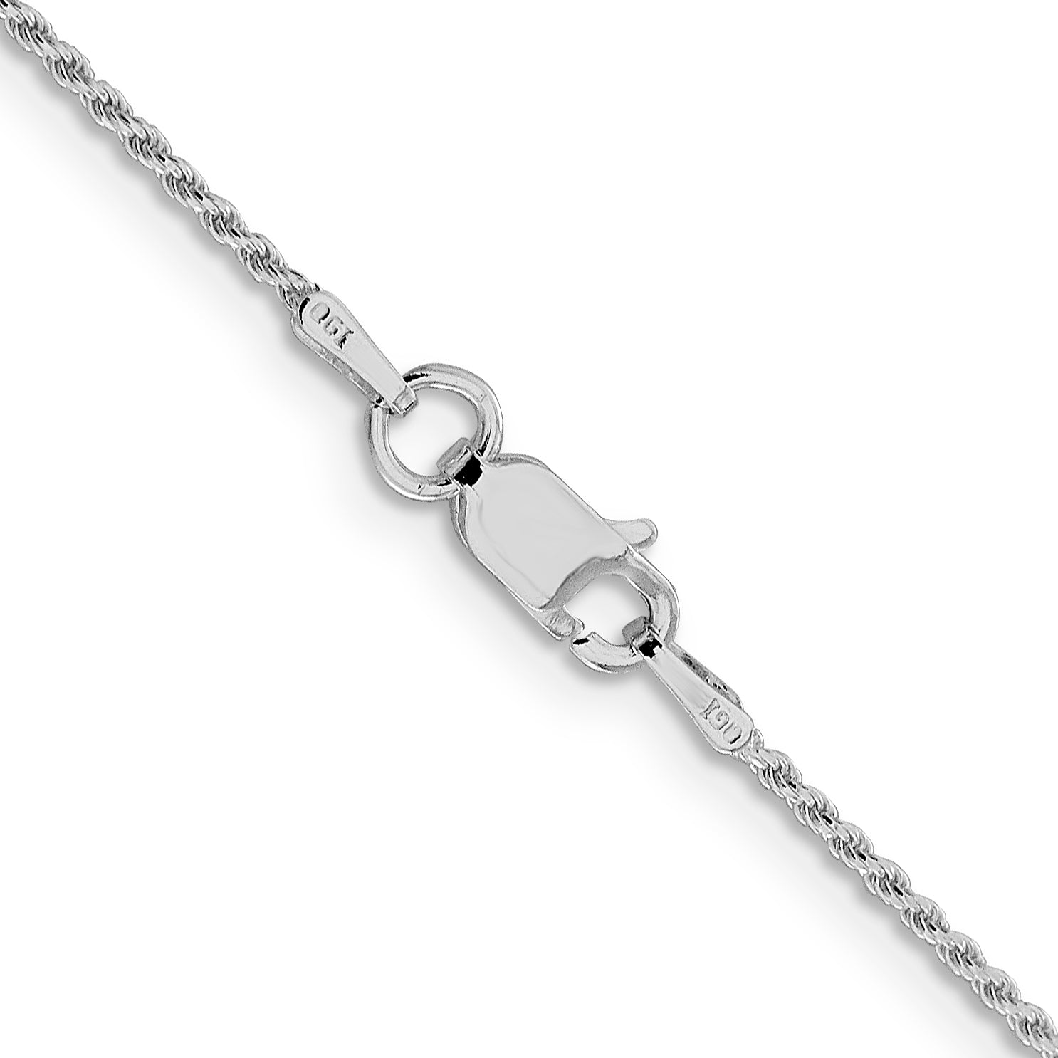 20 Inch Sterling Silver Rhodium-Plated 1.2mm Diamond-Cut Rope Chain Necklace