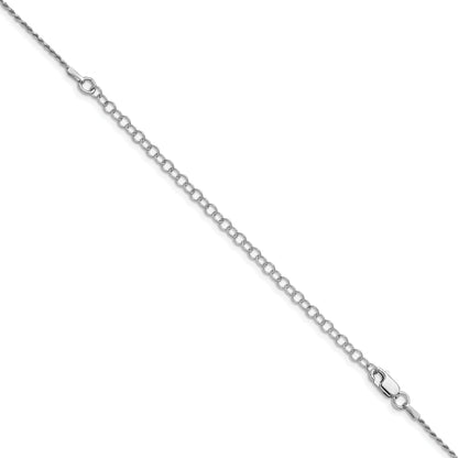 22 Inch Sterling Silver Rhodium-Plated 1.2mm Diamond-Cut Rope Chain W/4In Ext.