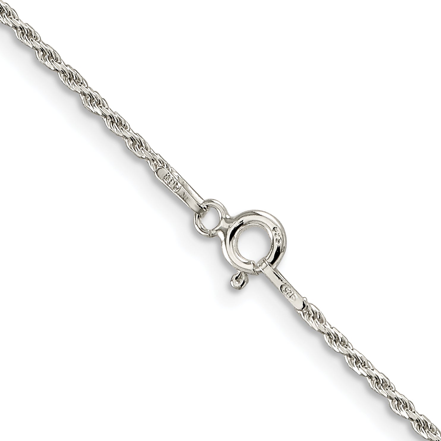 24 Inch Sterling Silver 1.5mm Diamond-Cut Rope Chain Necklace