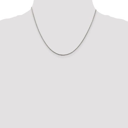 18 Inch Sterling Silver 1.5mm Diamond-Cut Rope Chain Necklace