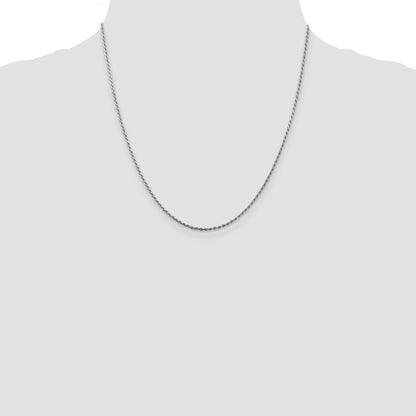 20 Inch Sterling Silver 1.5mm Diamond-Cut Rope Chain Necklace