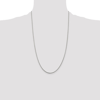 26 Inch Sterling Silver 1.5mm Diamond-Cut Rope Chain Necklace