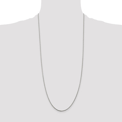 30 Inch Sterling Silver 1.5mm Diamond-Cut Rope Chain Necklace