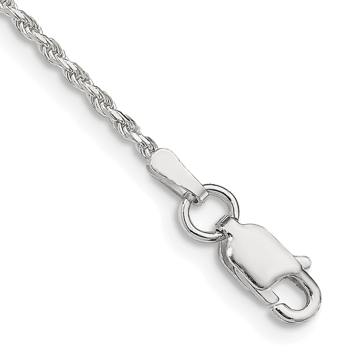 10 Inch Sterling Silver 1.5mm Diamond-Cut Rope Chain Anklet