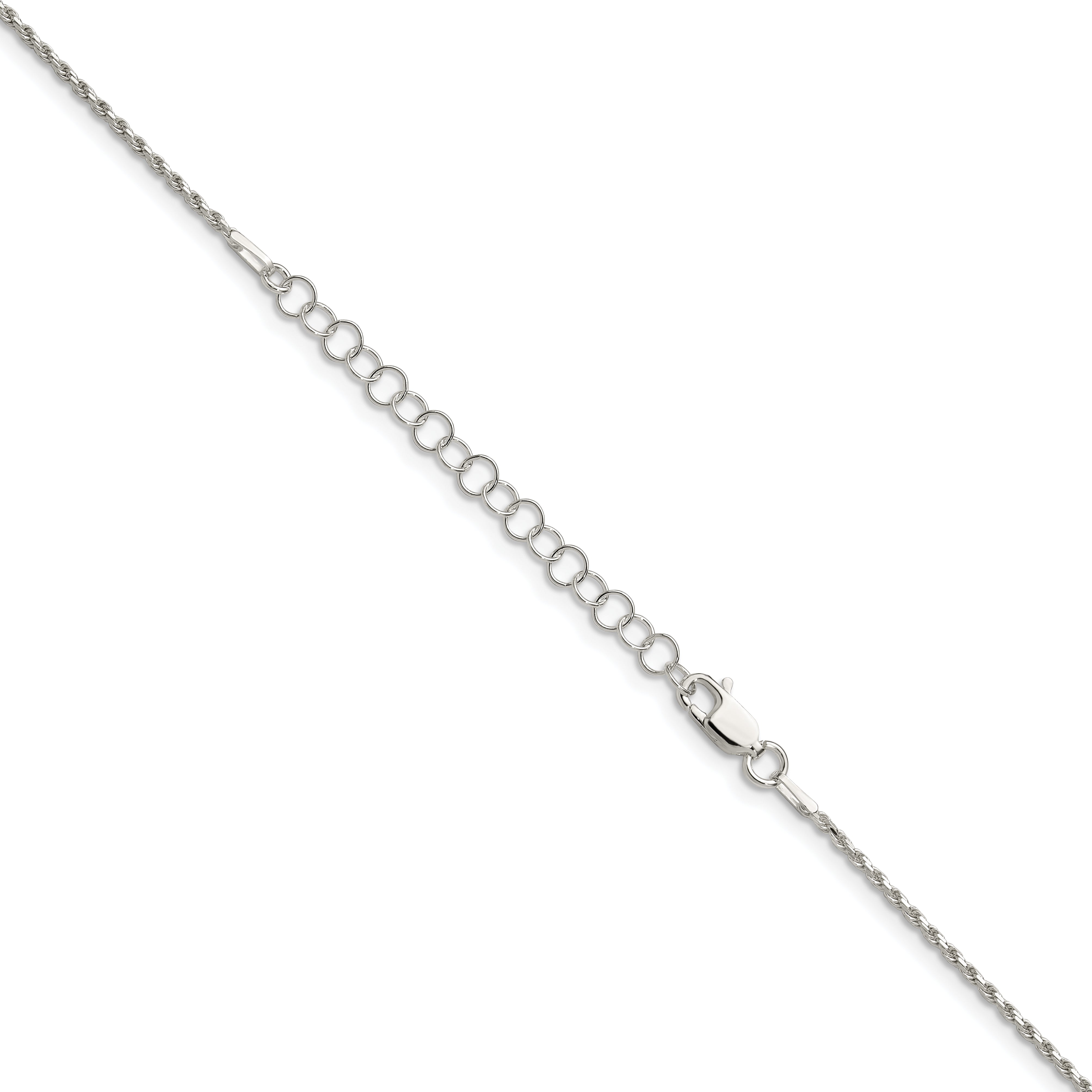 18 Inch Sterling Silver 1.5mm Diamond-Cut Rope Chain W/2In Ext.