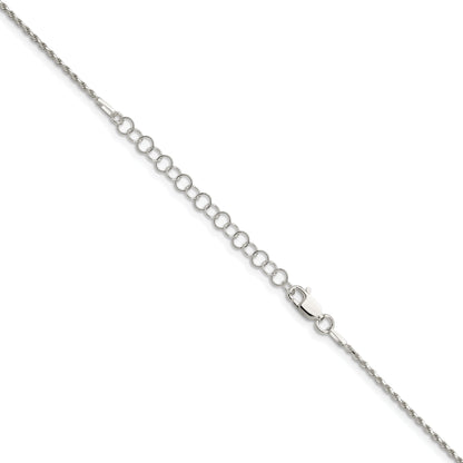 18 Inch Sterling Silver 1.5mm Diamond-Cut Rope Chain W/2In Ext.